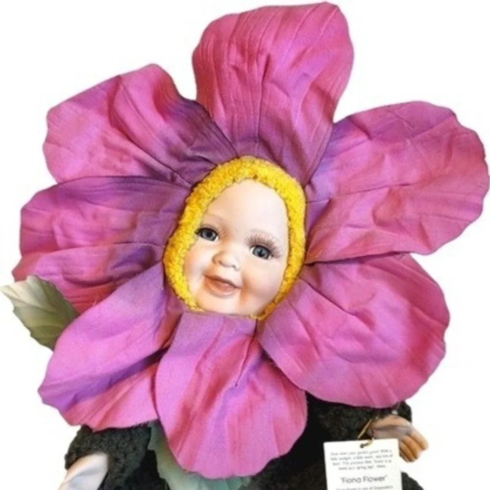 Cuddles 2001 Fiona Flower Baby Doll Figurine Porcelain Face Purple‎ Costume 12